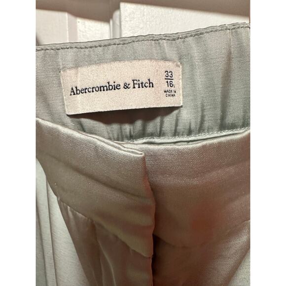 Abercrombie and Fitch Satin Tailored Wide Leg Pant Sage Size 33 Long - Picture 6 of 10
